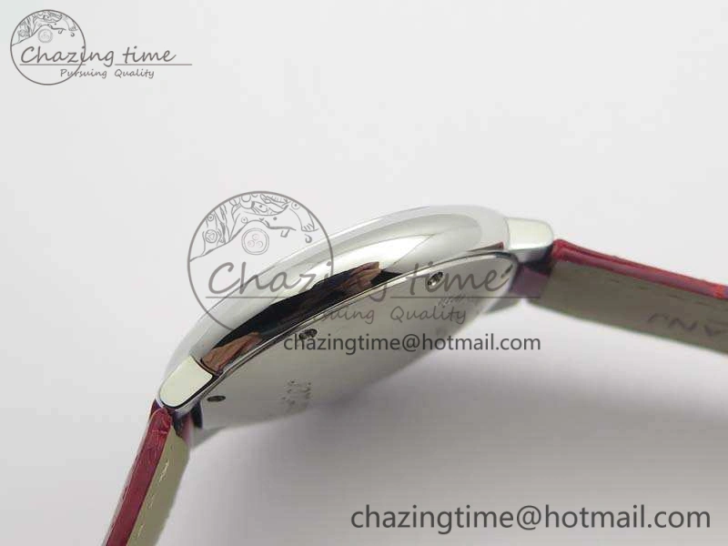 Ballon Bleu 33mm SS V6F 1:1 Best Edition Red Dial On Leather Strap SEIKO NH05A SoftTouch 6259