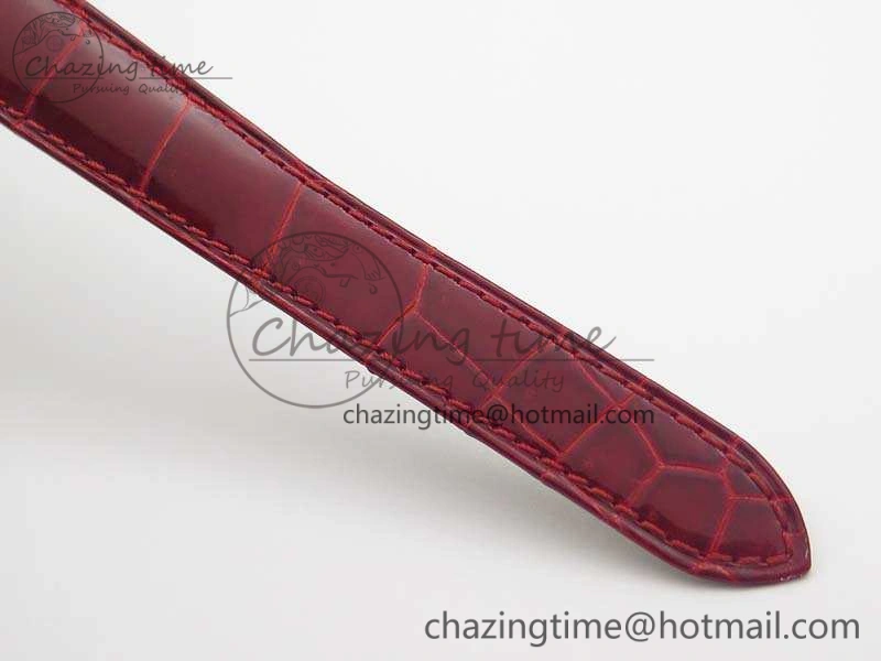 Ballon Bleu 33mm SS V6F 1:1 Best Edition Red Dial On Leather Strap SEIKO NH05A SoftTouch 6259