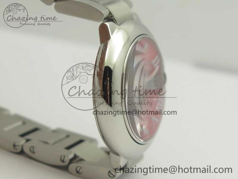 Ballon Bleu 33mm SS V6F 1:1 Best Edition Red Dial on SS Bracelet Quartz Thermal 6219