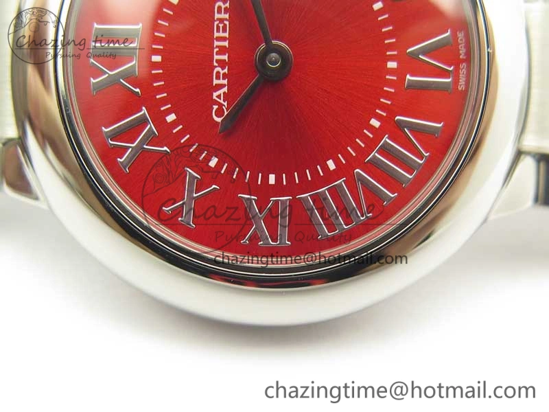 Ballon Bleu 33mm SS V6F 1:1 Best Edition Red Dial on SS Bracelet Quartz Thermal 6219