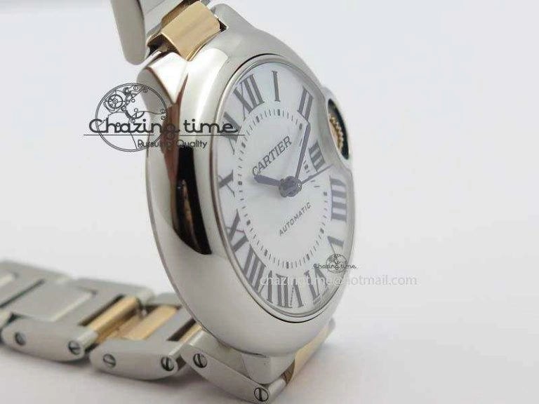 Ballon Bleu 33mm SS V6F 1:1 Best Edition White MOP Dial On SS RG Bracelet SEIKO NH05A Vibrant 6332