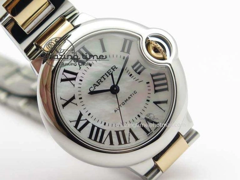 Ballon Bleu 33mm SS V6F 1:1 Best Edition White MOP Dial On SS RG Bracelet SEIKO NH05A Vibrant 6332