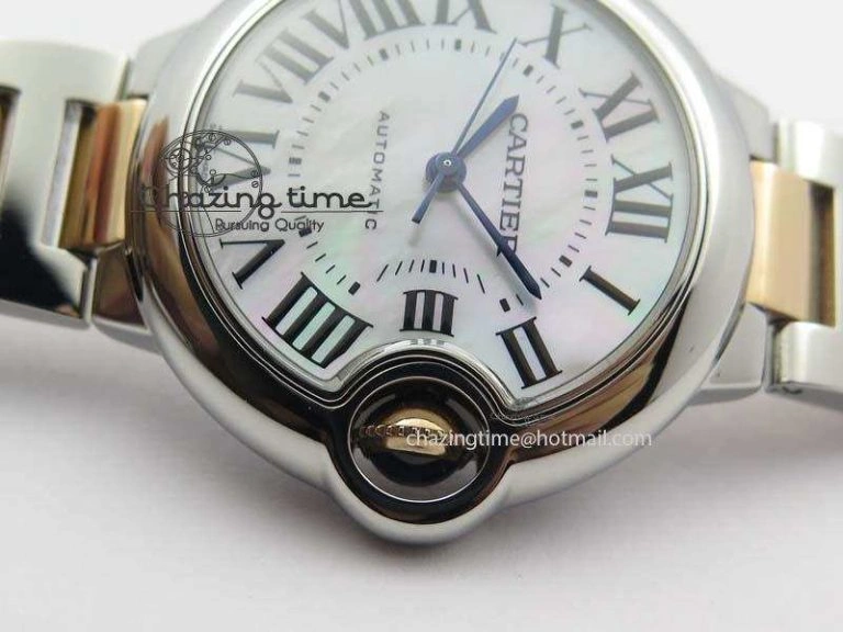 Ballon Bleu 33mm SS V6F 1:1 Best Edition White MOP Dial On SS RG Bracelet SEIKO NH05A Vibrant 6332