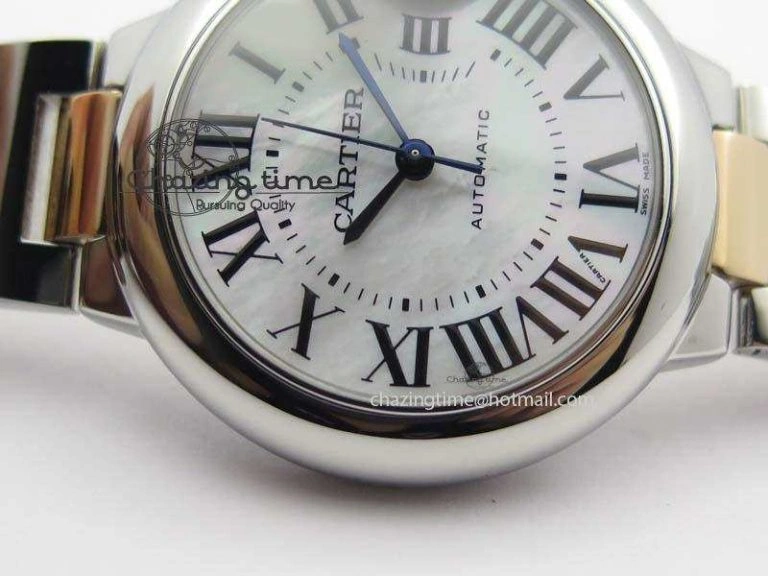Ballon Bleu 33mm SS V6F 1:1 Best Edition White MOP Dial On SS RG Bracelet SEIKO NH05A Vibrant 6332