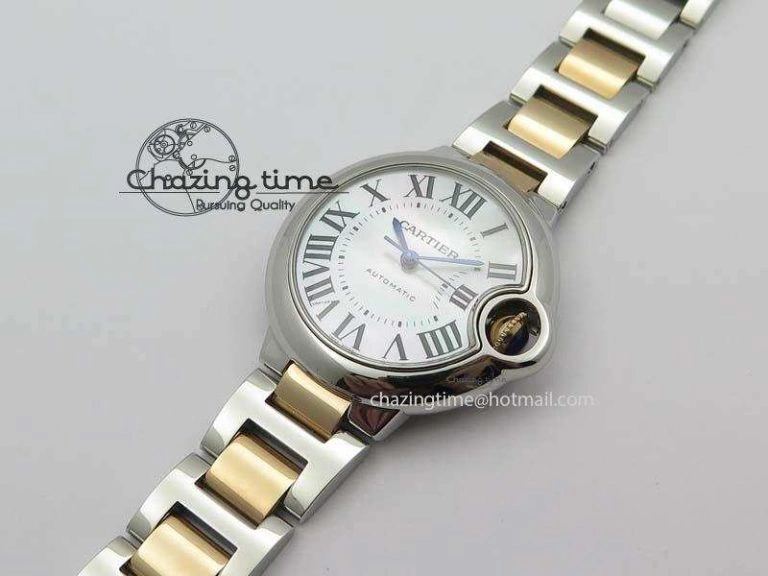 Ballon Bleu 33mm SS V6F 1:1 Best Edition White MOP Dial On SS RG Bracelet SEIKO NH05A Vibrant 6332