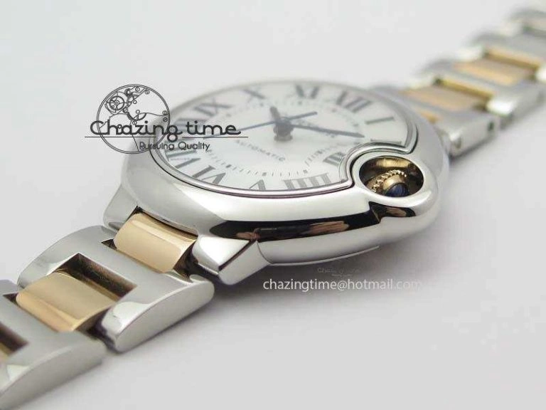Ballon Bleu 33mm SS V6F 1:1 Best Edition White MOP Dial On SS RG Bracelet SEIKO NH05A Vibrant 6332