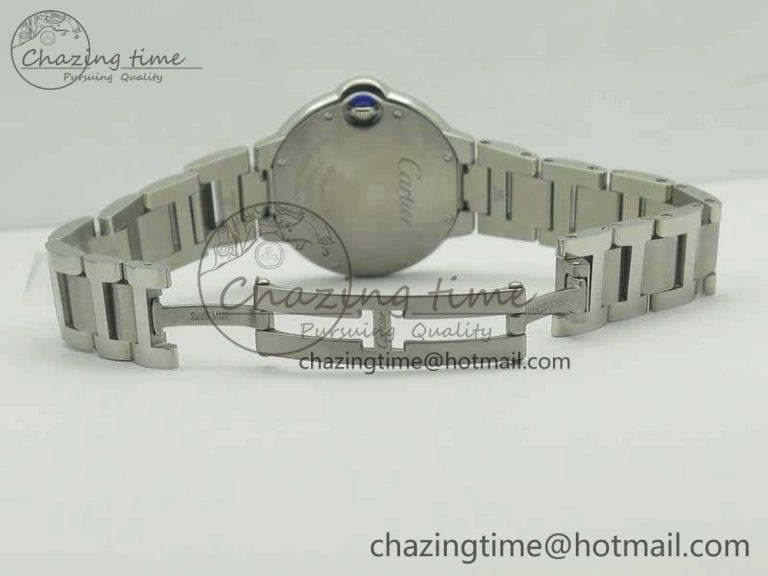 Stretchable Ballon Bleu 33mm SS V6F 1:1 Best Edition White MOP Diam Dial On SS Bracelet Quartz 10728