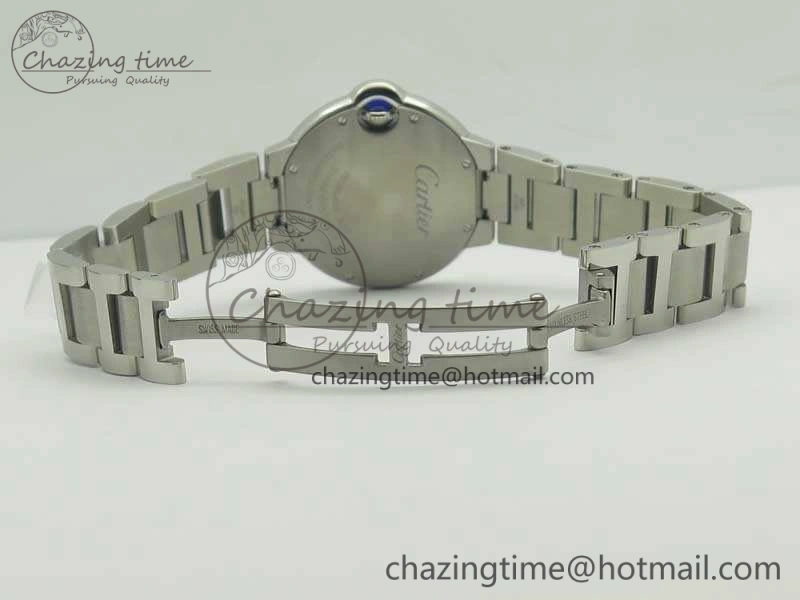 Stretchable Ballon Bleu 33mm SS V6F 1:1 Best Edition White MOP Diam Dial On SS Bracelet Quartz 10728