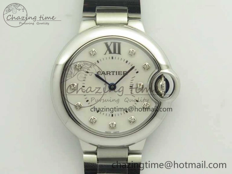 Stretchable Ballon Bleu 33mm SS V6F 1:1 Best Edition White MOP Diam Dial On SS Bracelet Quartz 10728