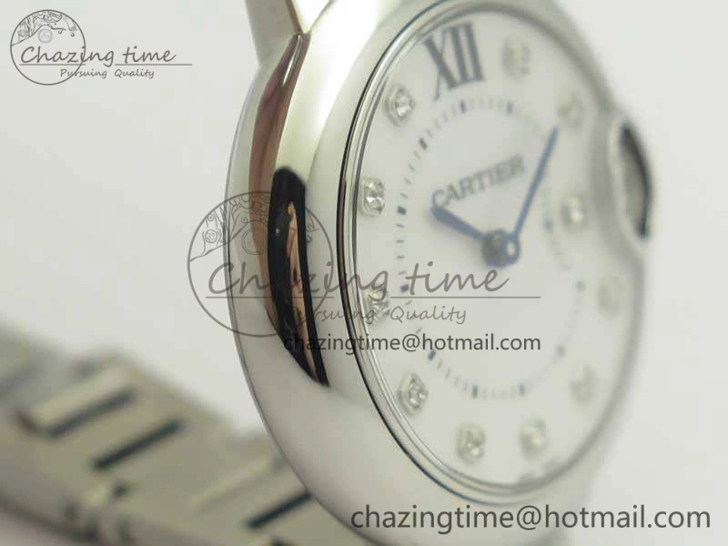 Stretchable Ballon Bleu 33mm SS V6F 1:1 Best Edition White MOP Diam Dial On SS Bracelet Quartz 10728