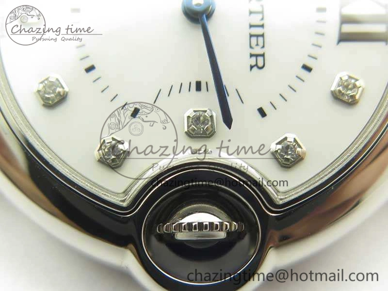 Stretchable Ballon Bleu 33mm SS V6F 1:1 Best Edition White MOP Diam Dial On SS Bracelet Quartz 10728