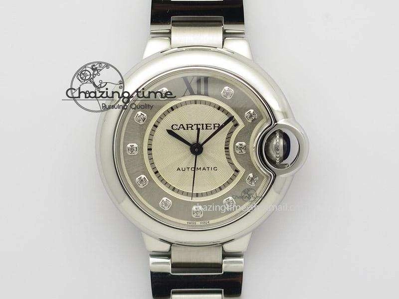 Ballon Bleu 33mm SS V6F Best Edition White Dial Diamonds Markers On SS Bracelet SEIKO NH05A FreshLook 10789