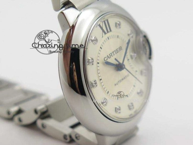 Ballon Bleu 33mm SS V6F Best Edition White Dial Diamonds Markers On SS Bracelet SEIKO NH05A FreshLook 10789