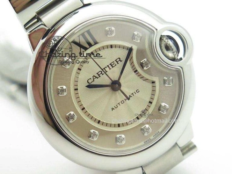 Ballon Bleu 33mm SS V6F Best Edition White Dial Diamonds Markers On SS Bracelet SEIKO NH05A FreshLook 10789