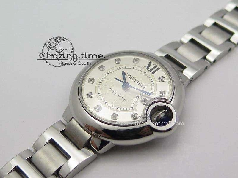 Ballon Bleu 33mm SS V6F Best Edition White Dial Diamonds Markers On SS Bracelet SEIKO NH05A FreshLook 10789