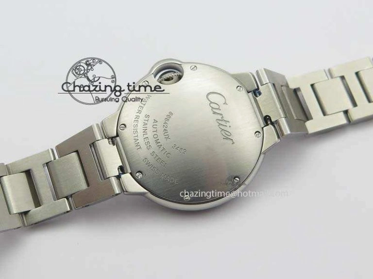 Thermal Ballon Bleu 33mm SS V6F Diamond Markers Pink Mop Dial On SS Bracelet Ronda Quartz 6306