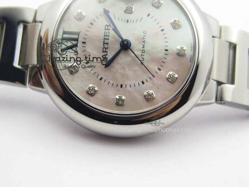 Thermal Ballon Bleu 33mm SS V6F Diamond Markers Pink Mop Dial On SS Bracelet Ronda Quartz 6306