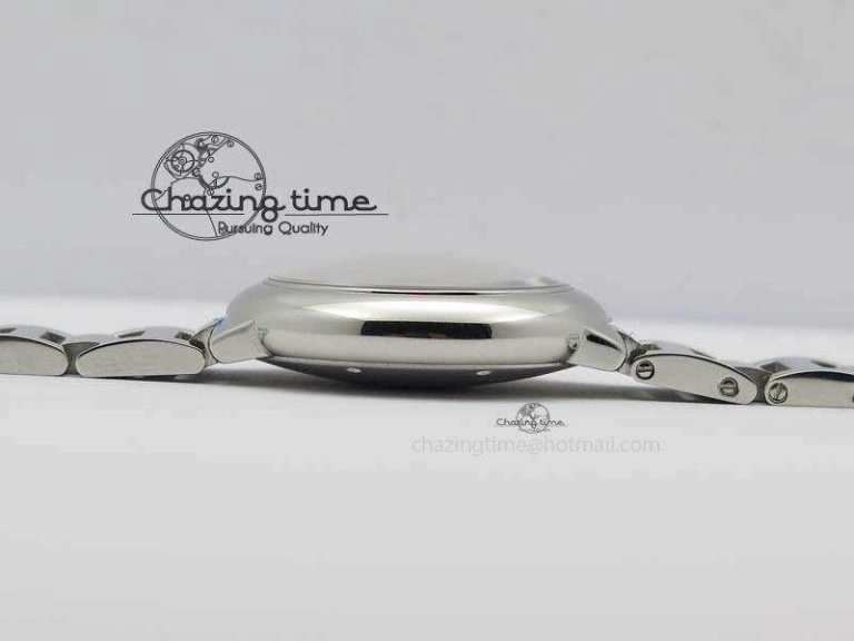 Resilient Ballon Bleu 33mm SS V6F Diamond Markers White Mop Dial On SS Bracelet Ronda Quartz 10770