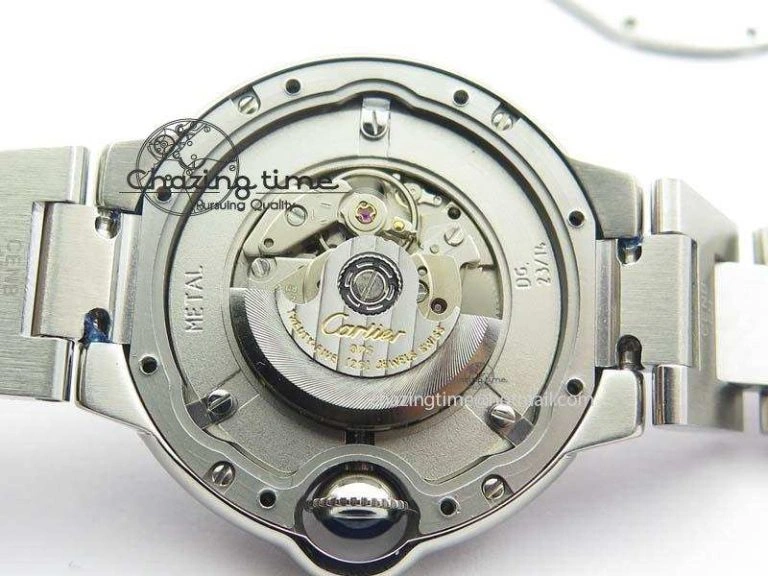 Resilient Ballon Bleu 33mm SS V6F Diamond Markers White Mop Dial On SS Bracelet Ronda Quartz 10770