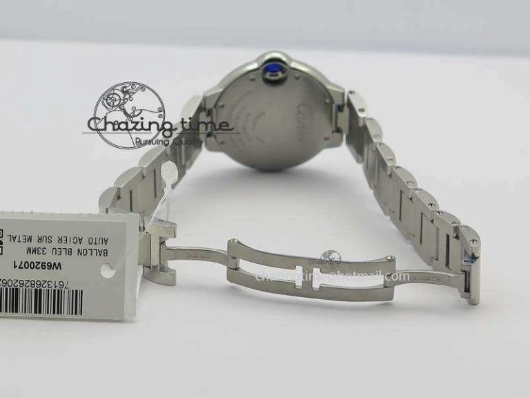 Resilient Ballon Bleu 33mm SS V6F Diamond Markers White Mop Dial On SS Bracelet Ronda Quartz 10770