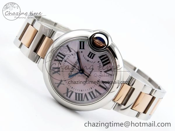 Ballon Bleu 33mm SS RG AF 1:1 Best Edition Pink MOP Dial on SS RG Bracelet SEIKO NH05A OnTrend 6029
