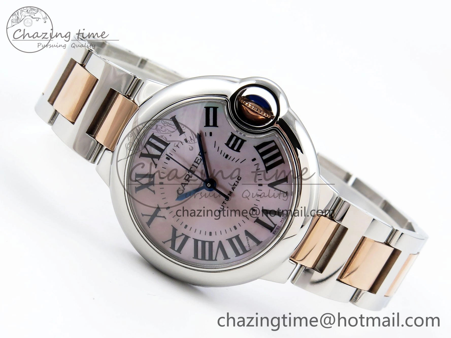 Ballon Bleu 33mm SS RG AF 1:1 Best Edition Pink MOP Dial on SS RG Bracelet SEIKO NH05A OnTrend 6029