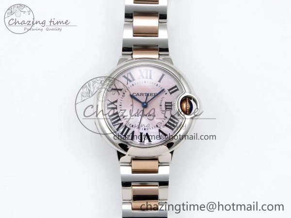 Ballon Bleu 33mm SS RG AF 1:1 Best Edition Pink MOP Dial on SS RG Bracelet SEIKO NH05A OnTrend 6029