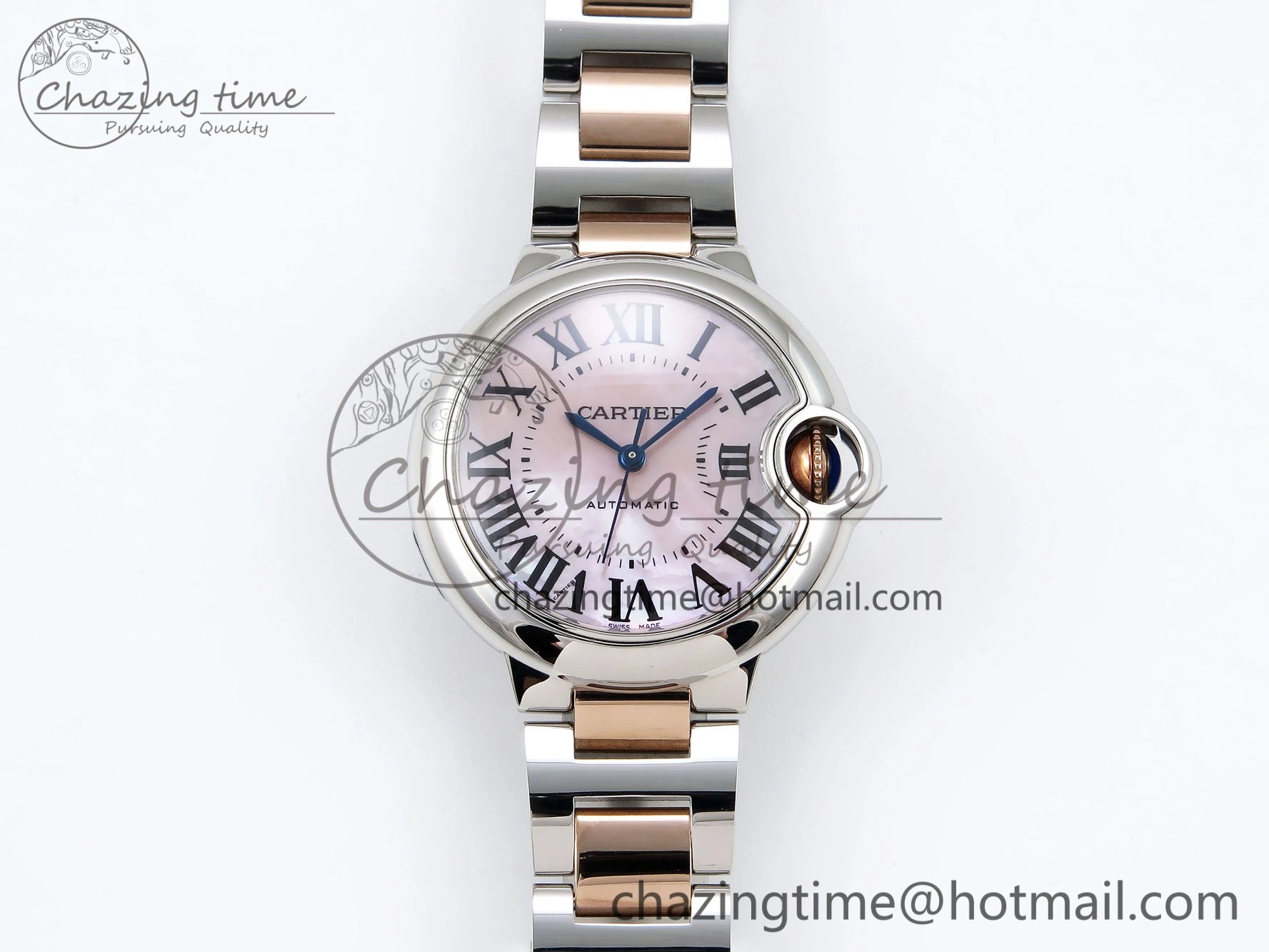 Ballon Bleu 33mm SS RG AF 1:1 Best Edition Pink MOP Dial on SS RG Bracelet SEIKO NH05A OnTrend 6029