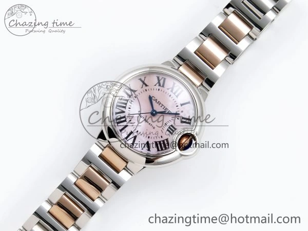 Ballon Bleu 33mm SS RG AF 1:1 Best Edition Pink MOP Dial on SS RG Bracelet SEIKO NH05A OnTrend 6029