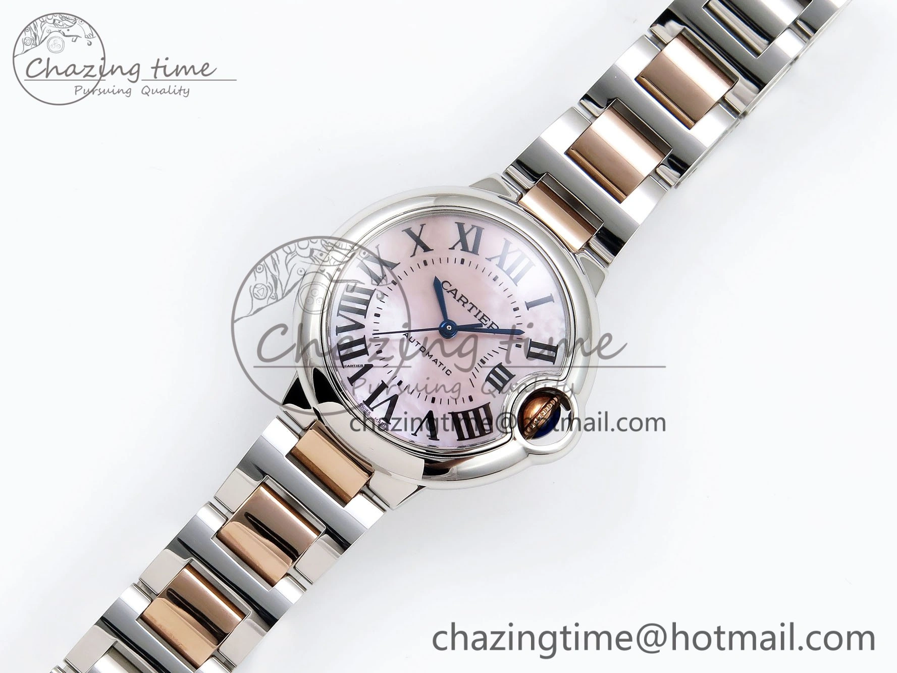 Ballon Bleu 33mm SS RG AF 1:1 Best Edition Pink MOP Dial on SS RG Bracelet SEIKO NH05A OnTrend 6029