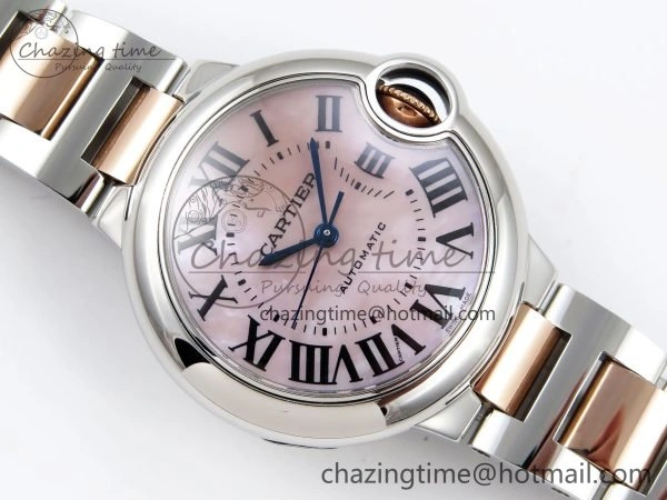 Ballon Bleu 33mm SS RG AF 1:1 Best Edition Pink MOP Dial on SS RG Bracelet SEIKO NH05A OnTrend 6029