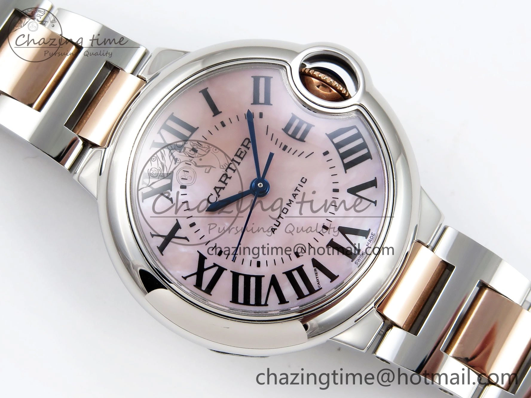 Ballon Bleu 33mm SS RG AF 1:1 Best Edition Pink MOP Dial on SS RG Bracelet SEIKO NH05A OnTrend 6029