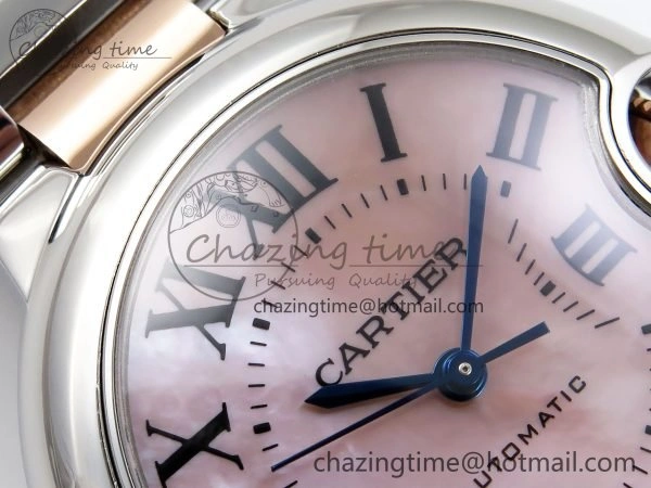 Ballon Bleu 33mm SS RG AF 1:1 Best Edition Pink MOP Dial on SS RG Bracelet SEIKO NH05A OnTrend 6029
