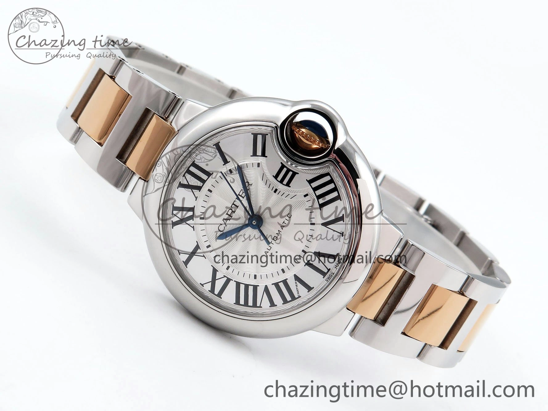 Ballon Bleu 33mm SS RG AF 1:1 Best Edition Silver Dial on SS RG Bracelet SEIKO NH05A Bold 6035
