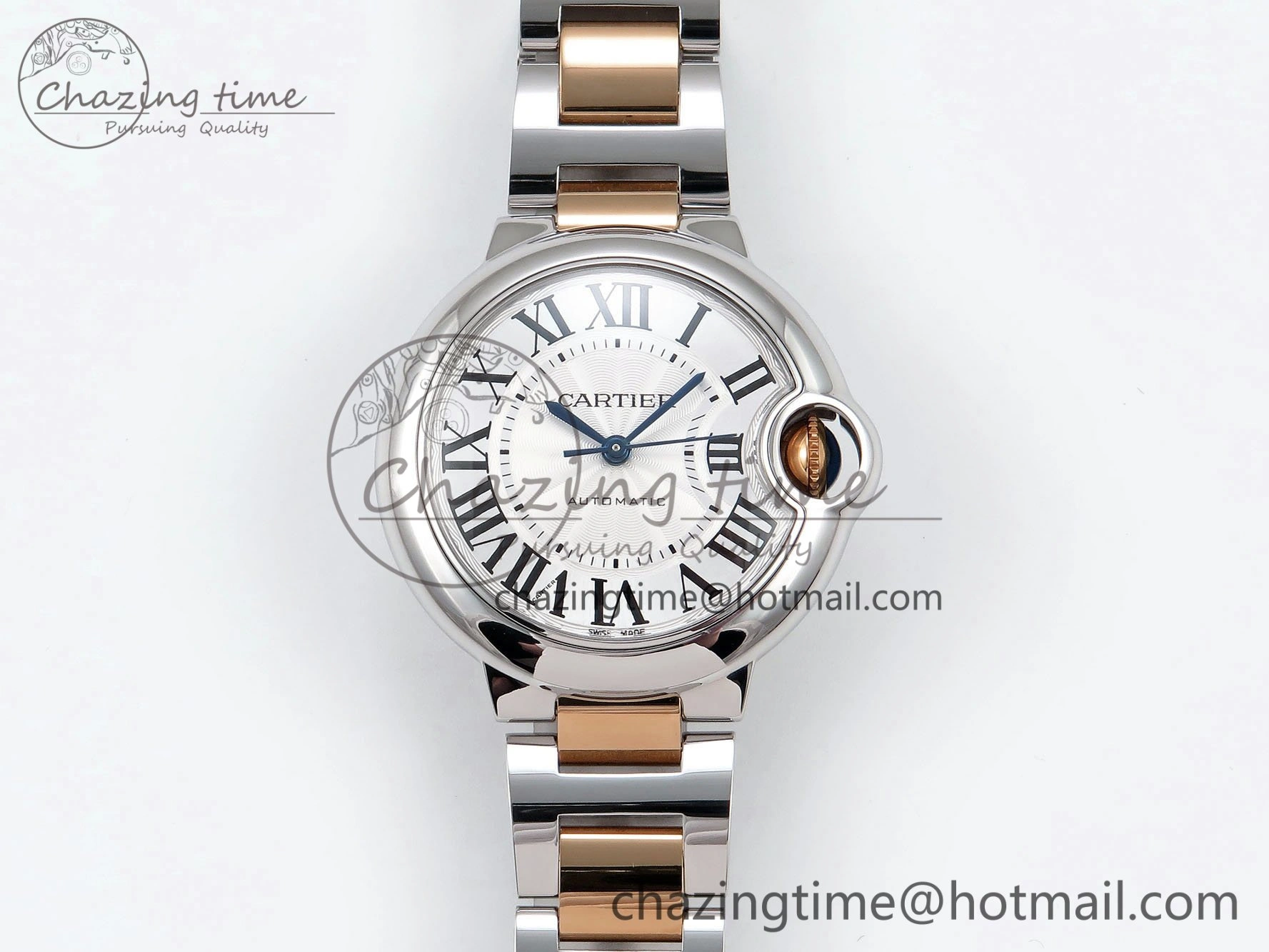 Ballon Bleu 33mm SS RG AF 1:1 Best Edition Silver Dial on SS RG Bracelet SEIKO NH05A Bold 6035