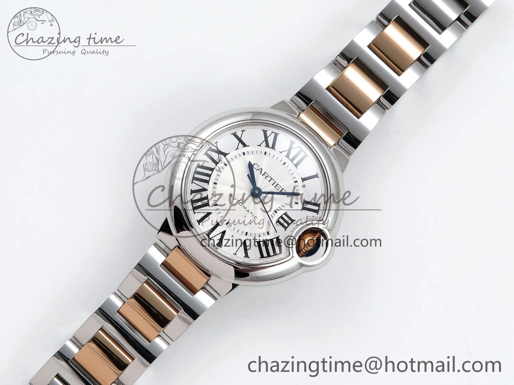 Ballon Bleu 33mm SS RG AF 1:1 Best Edition Silver Dial on SS RG Bracelet SEIKO NH05A Bold 6035