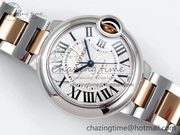Ballon Bleu 33mm SS RG AF 1:1 Best Edition Silver Dial on SS RG Bracelet SEIKO NH05A Bold 6035