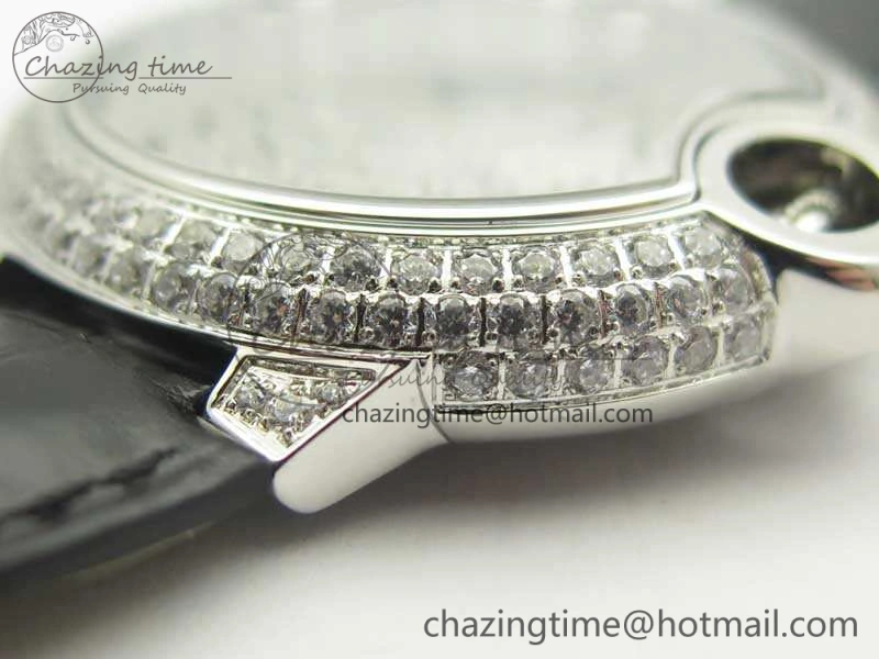 Ballon Bleu 36mm Crystal SS TWF Best Edition Crystal Dial On Black Leather Strap Quartz WeatherProof 10723