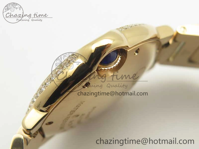 HighQuality Ballon Bleu 36mm RG V6F 1:1 Best Edition Pink MOP Dial Crystal Bezel on RG Bracelet SEIKO NH05A 10704