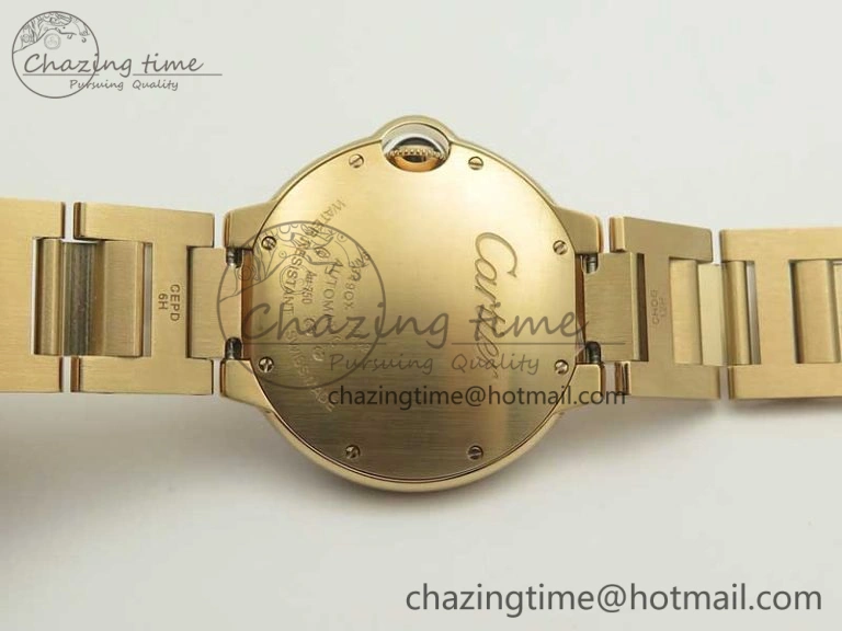 HighQuality Ballon Bleu 36mm RG V6F 1:1 Best Edition Pink MOP Dial Crystal Bezel on RG Bracelet SEIKO NH05A 10704