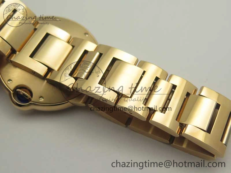 HighQuality Ballon Bleu 36mm RG V6F 1:1 Best Edition Pink MOP Dial Crystal Bezel on RG Bracelet SEIKO NH05A 10704