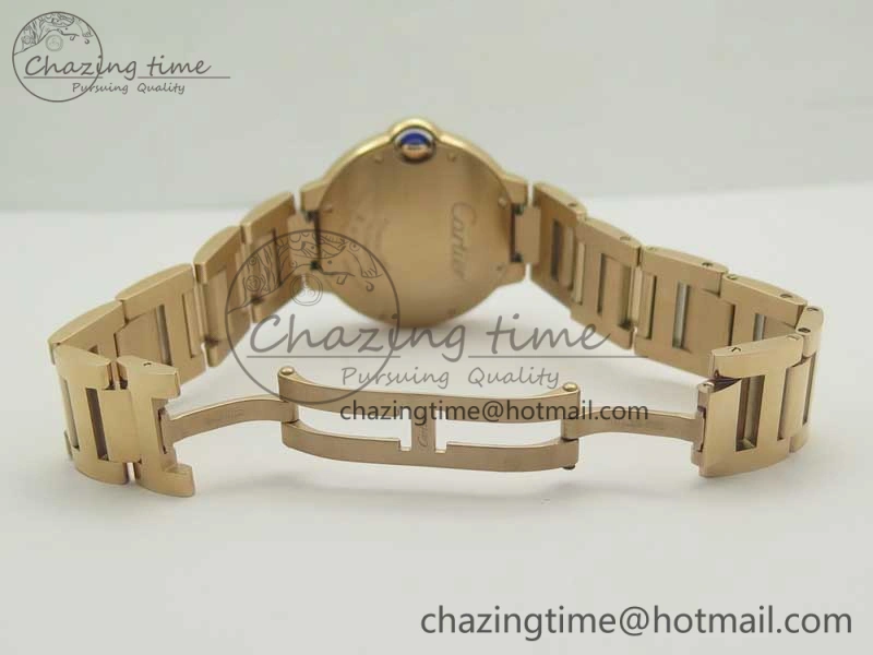 HighQuality Ballon Bleu 36mm RG V6F 1:1 Best Edition Pink MOP Dial Crystal Bezel on RG Bracelet SEIKO NH05A 10704