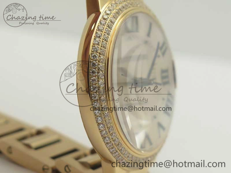 HighQuality Ballon Bleu 36mm RG V6F 1:1 Best Edition Pink MOP Dial Crystal Bezel on RG Bracelet SEIKO NH05A 10704