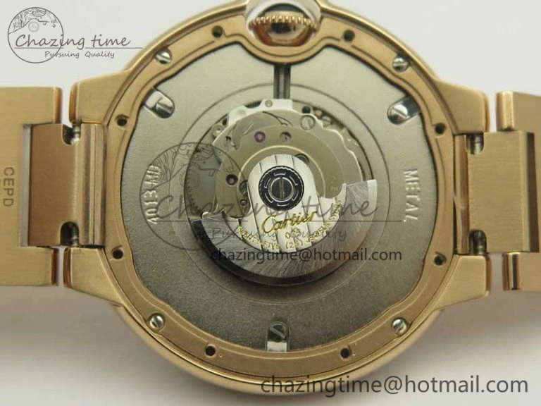 HighQuality Ballon Bleu 36mm RG V6F 1:1 Best Edition Pink MOP Dial Crystal Bezel on RG Bracelet SEIKO NH05A 10704