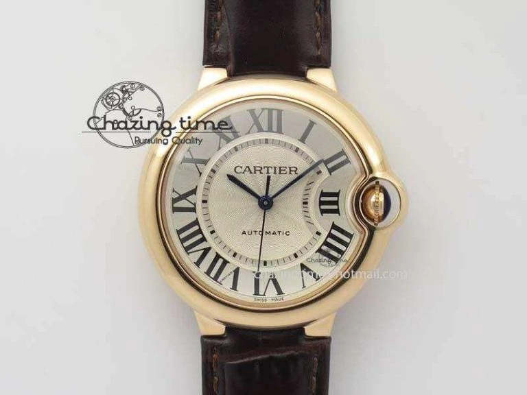Ballon Bleu 36mm RG V6F Best Edition White Dial On Brown Leather SEIKO NH05A V Comfortable 10767