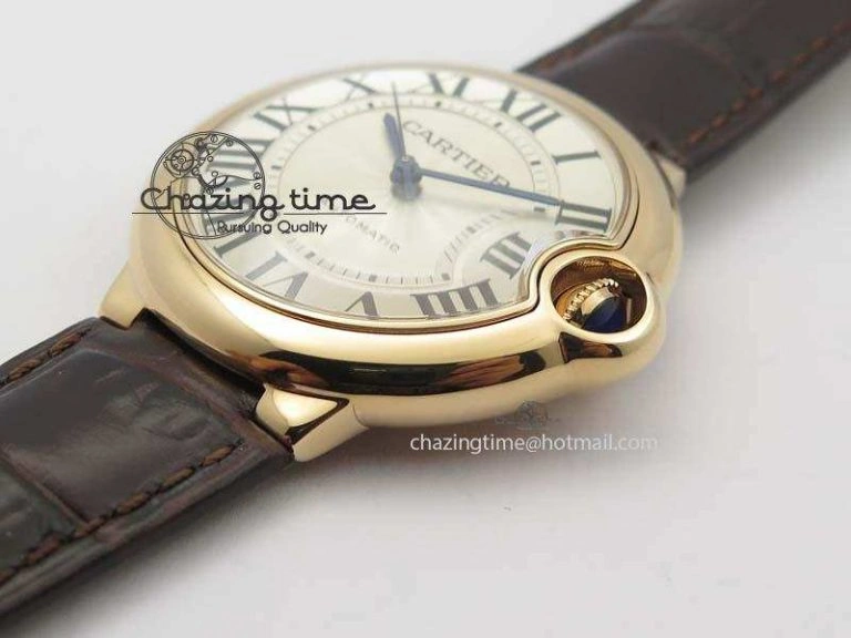 Ballon Bleu 36mm RG V6F Best Edition White Dial On Brown Leather SEIKO NH05A V Stretchable 6303