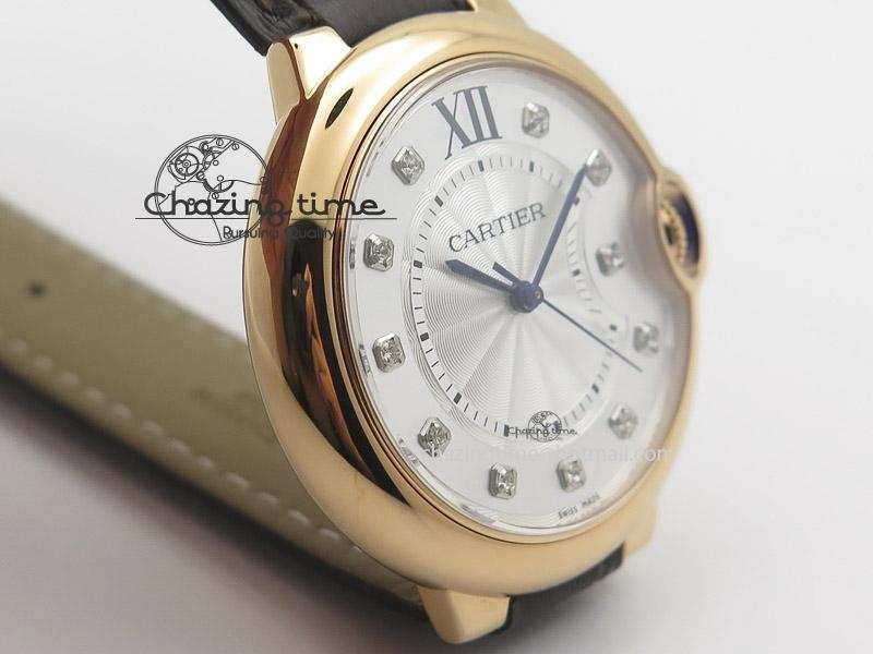 Chic Ballon Bleu 36mm RG V6F White Textured Dial on Dark Brown Leather Strap SEIKO NH05A 6377
