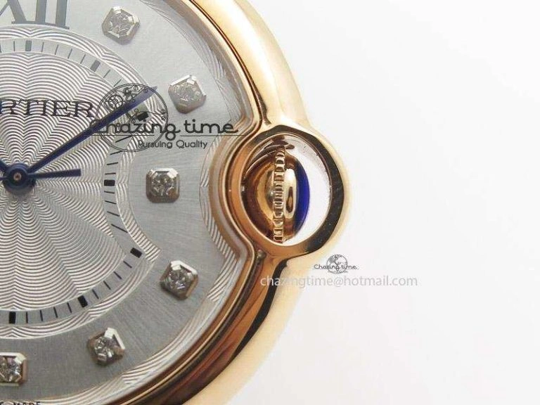 Chic Ballon Bleu 36mm RG V6F White Textured Dial on Dark Brown Leather Strap SEIKO NH05A 6377
