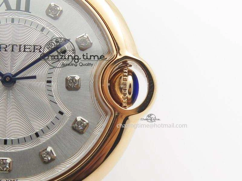 Chic Ballon Bleu 36mm RG V6F White Textured Dial on Dark Brown Leather Strap SEIKO NH05A 6377