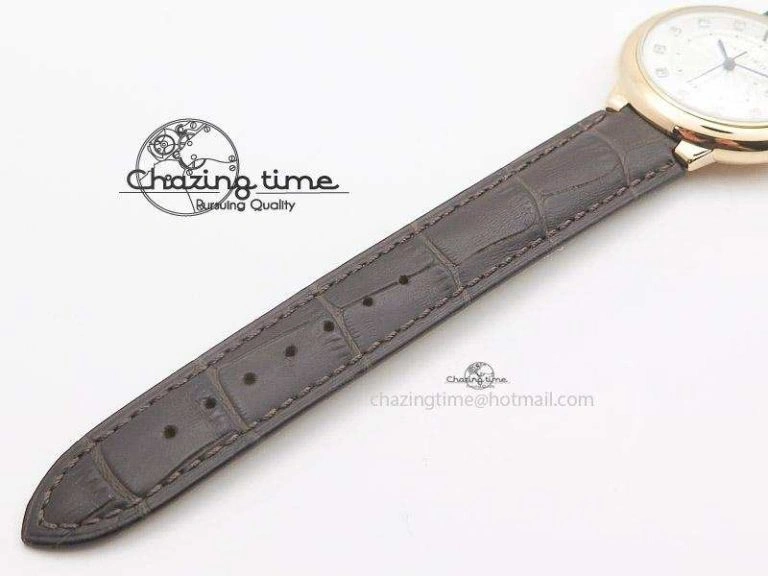Chic Ballon Bleu 36mm RG V6F White Textured Dial on Dark Brown Leather Strap SEIKO NH05A 6377